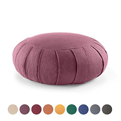 Lotuscrafts Cojin Zafu Meditación Yoga Zen - Altura 15 cm - Relleno de Espelta - Cubierta en Algodon - Cojin Yoga Zafu - Cojin Suelo Redondo - Meditation Cushion - Certificado Gots