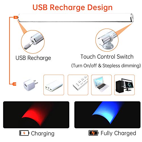 Luces de Espejo Maquillaje, LED Lámpara de Espejo Ketom 6W Blanca Fría 6500K Lámparas para Espejo Carga USB Luces Espejo Regulable Lámpara LED de Espejo para Iluminación de Espejo de Baño o Tocador