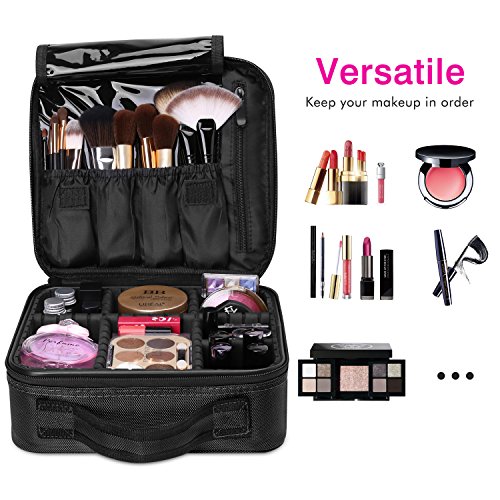 Luxspire Portátil Bolsa Cosmetica, Bolsa de neceser con gran capacidad y diseño divisible, Bolso de organizador maquillaje en viaje, Almacenamiento de Maquillaje Cosmético, Neceseres de viaje, Negro