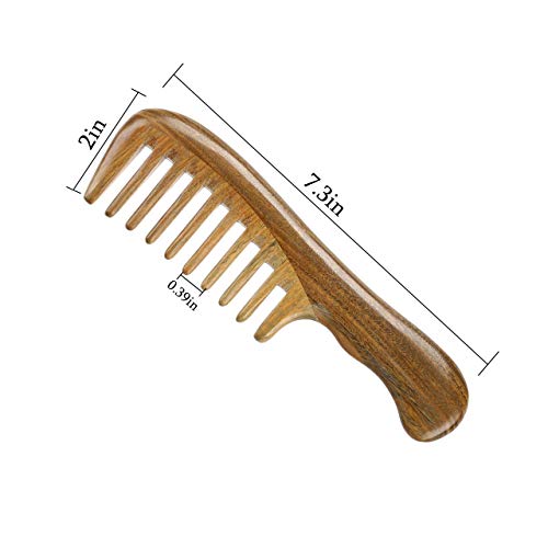 LWBTOSEE Peine de pelo de madera Peines de dientes anchos para desenredar, No estático, Sin enredos, Sin enganches, Aroma Sándalo Peine para cabello rizado mojado Mujeres y hombres