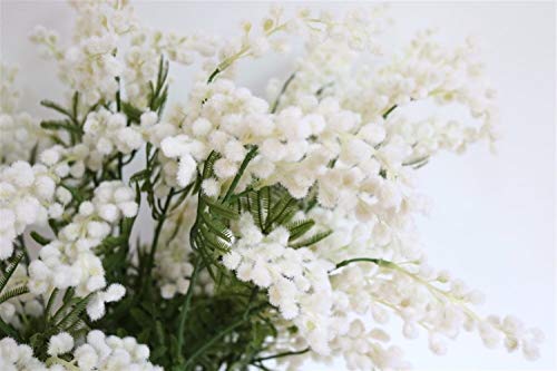 LXESWM Mimosa Flores Artificiales Acacia Ramo Decoraciones Florales Decoración del hogar Ramo de Boda Jardín Cocina Interior al Aire Libre (4 Piezas) (Color : White)