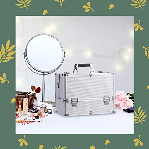 Maletin Maquillaje Profesional con Espejo Neceser Maquillaje Organizador Estuche Maquillaje Joyero Organizador Mujer Maletin de Manicura Maletin Peluqueria Caja Maquillaje Cosméticos de Viaje Blanco