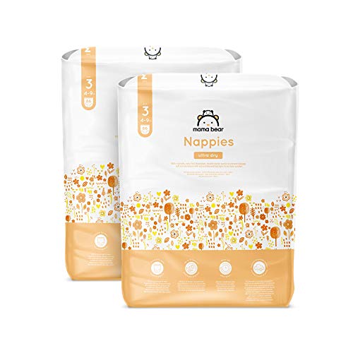 Marca Amazon - Mama Bear Pañales ultra-secos - Talla 3 (4-9 kg) - Con canales - 172 pañales (2 bolsas x 86) - Nueva versión