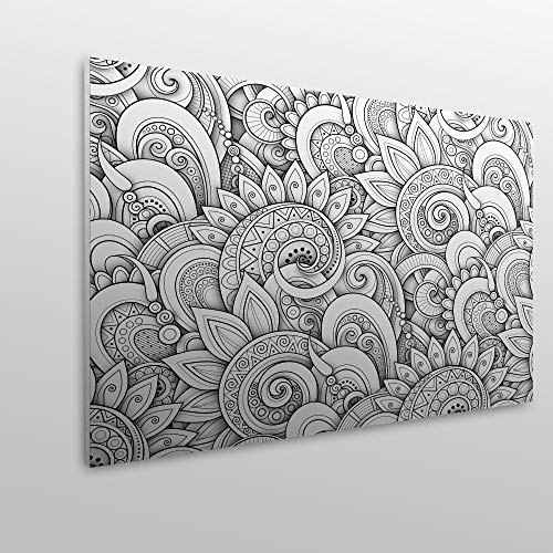 MEGADECOR Cabecero Cama PVC Decorativo Económico Mandala Blanco y Negro 3D Medidas (200 cm x 60 cm)