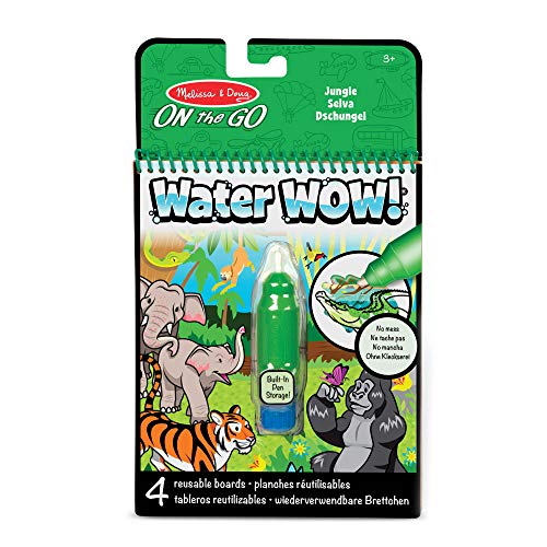 Melissa & Doug - On the Go Water Wow - Cuaderno de actividades reutilizable para revelar colores con agua – Selva