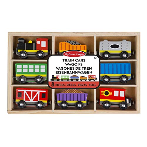 Melissa & Doug- Train Cars Juguetes Trenes de Maderacon 8 Piezas, 3+ Años, Multicolor (15186)