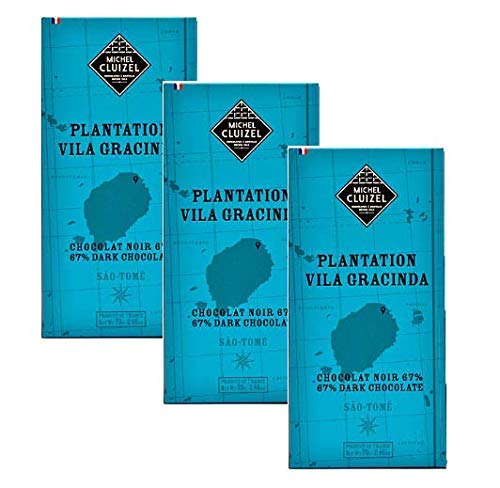 Michel Cluizel Chocolatería Tableta Chocolate Negro 67% de la República Democrática de Santo Tomé y Príncipe "Vila Gracinda" Mantequilla de cacao puro Sin Soja Producido en Francia - 3 x 70 Gram