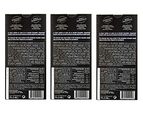 Michel Cluizel Tableta Chocolate Infinito Negro 99% con Jengibre y Canela del tenor extremo Cacao puro Mantequilla Vainilla Borbón en Shell Libre de Soja y Sabor - 3 x 70 Gram