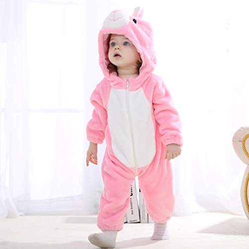 MICHLEY Bebé Ropa Mameluco Niños Niñas Pelele Pijama de Primavera y otoño Franela Traje de Animales Conejo-70cm