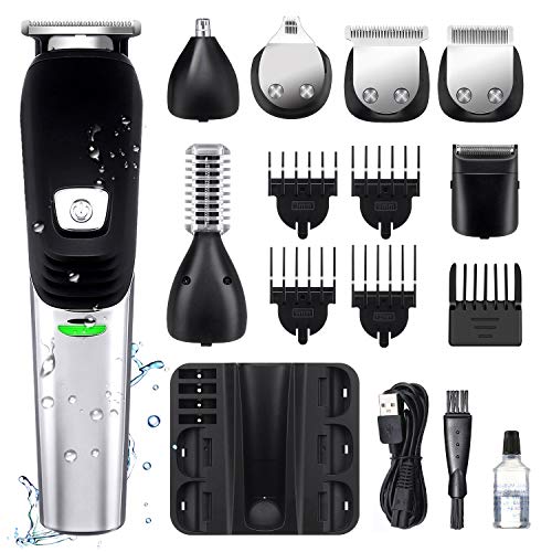 MIGICSHOW Cortapelos Hombre Impermeable Recortadora de Barba,Precisión Cortapelos Profesional Máquina Afeitadora Barba Hombre 6 en 1 Kit Inalámbrico Carga USB Recargable Bajo Ruido