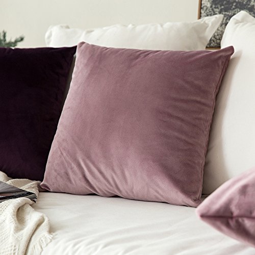 MIULEE Pack de 2, Terciopelo Suave Juego de Mesa de Manta de decoración Cuadrado Fundas de Almohada Funda de cojín para sofá dormitorio18 x 18 Pulgada 45 x 45 cm Rosado Morado