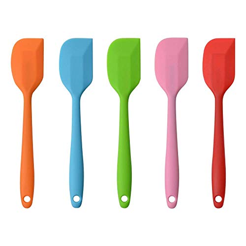 MOACC Espatula de Silicona Lenguas Cocina con Núcleo de Acero, No Tóxico, Antiadherente, Resistente al Calor, Utensilios para Cocina y Horneado, Set de 5 Piezas