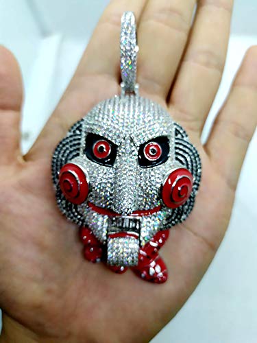 MoCa Jewelry Hip Hop Iced Out Bling 6ix9ine - Cadena bañada en oro blanco con colgante con diseño inspirado en Billy de The Saw, estilo rapero Tekashi69