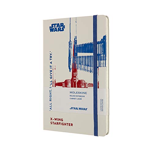 Moleskine, Cuaderno Star Wars X-Wing, Edición Limitada, Hojas de Rayas, Tapa Dura con Gráficos, Tamaño Grande 13 x 21 cm, Color Blanco, 240 Páginas