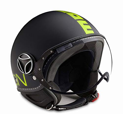 MOMO Design Fluo, casco negro mate/amarillo fluorescente, talla M