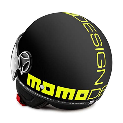 MOMO Design Fluo, casco negro mate/amarillo fluorescente, talla M