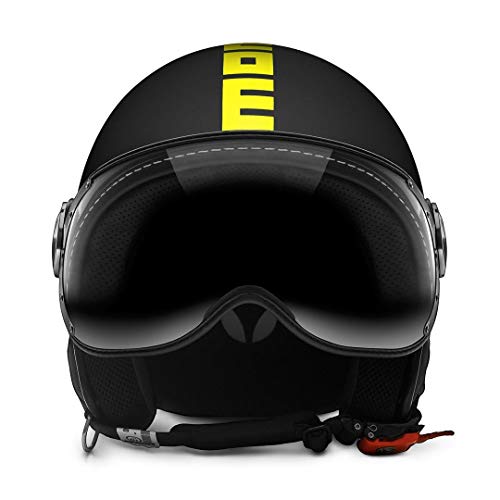 MOMO Design Fluo, casco negro mate/amarillo fluorescente, talla M