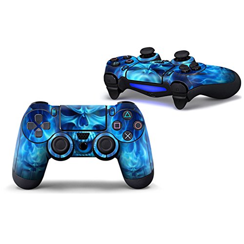 Morbuy PS4 Controller Skin Diseñador Piel Pegatina para Sony Playstation 4 PS4 Slim PS4 Pro DualShock Mando inalámbrico x 1 (Skull Fire Blue)