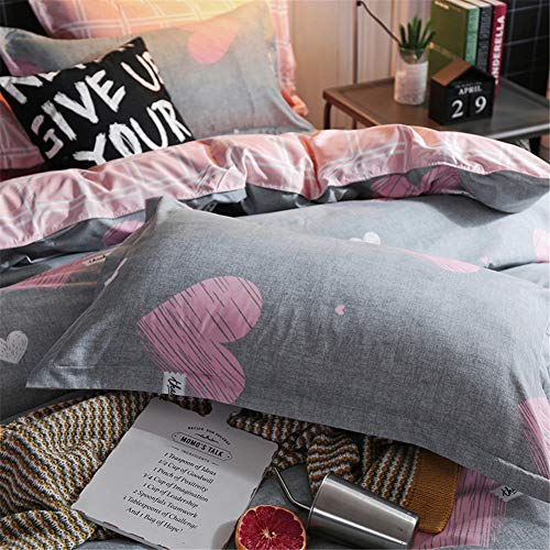 Morbuy Ropa de Cama, 3 Piezas Juego de Ropa de Cama con Funda de Edredón de 1 Microfibra de 2 Funda de Almohada 90% Polyester Diseño de Impresión (150x200CM, Amor Rosa)