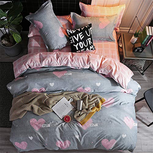 Morbuy Ropa de Cama, 3 Piezas Juego de Ropa de Cama con Funda de Edredón de 1 Microfibra de 2 Funda de Almohada 90% Polyester Diseño de Impresión (150x200CM, Amor Rosa)