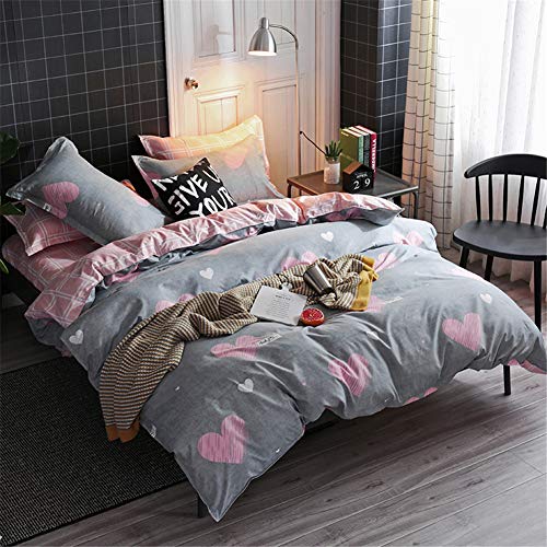 Morbuy Ropa de Cama, 3 Piezas Juego de Ropa de Cama con Funda de Edredón de 1 Microfibra de 2 Funda de Almohada 90% Polyester Diseño de Impresión (150x200CM, Amor Rosa)