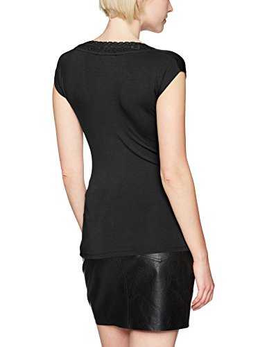 Morgan Tshirt Manches Courtes Col V Dentelle DTAG T-Shirt, Negro (Noir), Small (Talla del Fabricante: TS) Women's