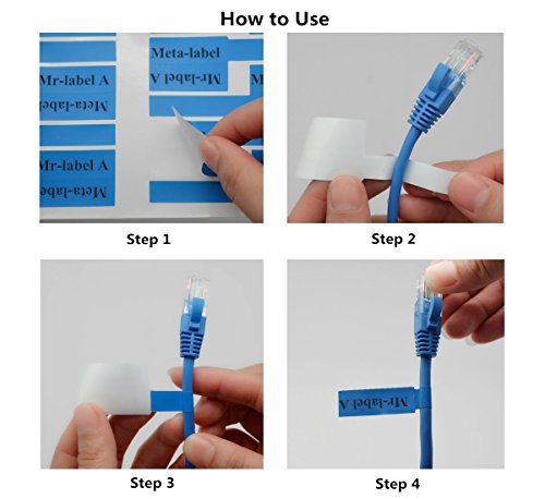 Mr-Label® (20 hojas, 600 etiquetas) Autoadhesivo Etiqueta del cable - a prueba de agua | Resistente a la rotura | Durable - Con la herramienta de impresión en línea - para impresora láser (5 Colores variados)