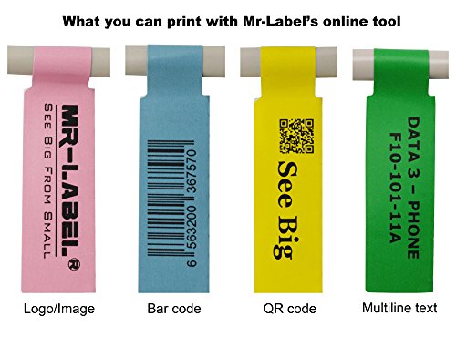 Mr-Label® (20 hojas, 600 etiquetas) Autoadhesivo Etiqueta del cable - a prueba de agua | Resistente a la rotura | Durable - Con la herramienta de impresión en línea - para impresora láser (5 Colores variados)