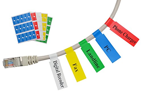 Mr-Label® (20 hojas, 600 etiquetas) Autoadhesivo Etiqueta del cable - a prueba de agua | Resistente a la rotura | Durable - Con la herramienta de impresión en línea - para impresora láser (5 Colores variados)