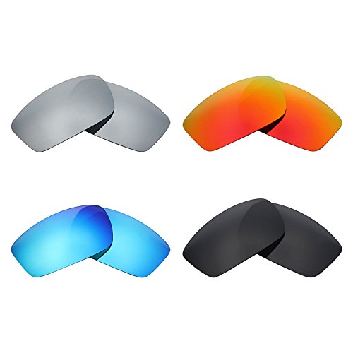 Mry 4 paires polarisées Lentilles de remplacement pour Oakley Square Wire New 2006 Sunglasses-stealth Noir/rouge Feu/ICE Bleu/argent Titane