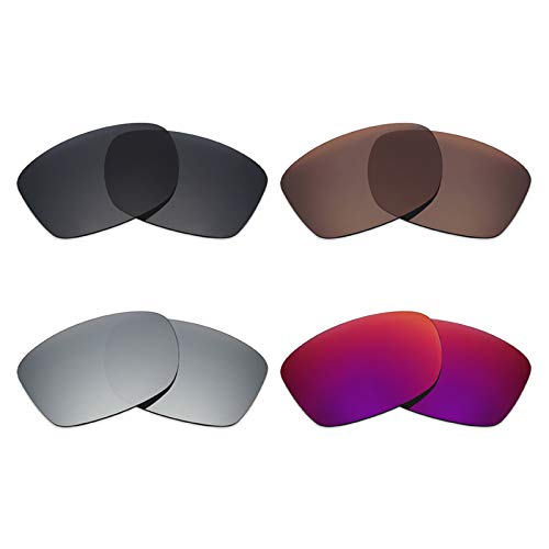 Mryok 4 pares de lentes polarizadas de repuesto para Oakley Jupiter Squared Sunglass – Stealth negro/bronce marrón/plata titanio/Midnight Sun