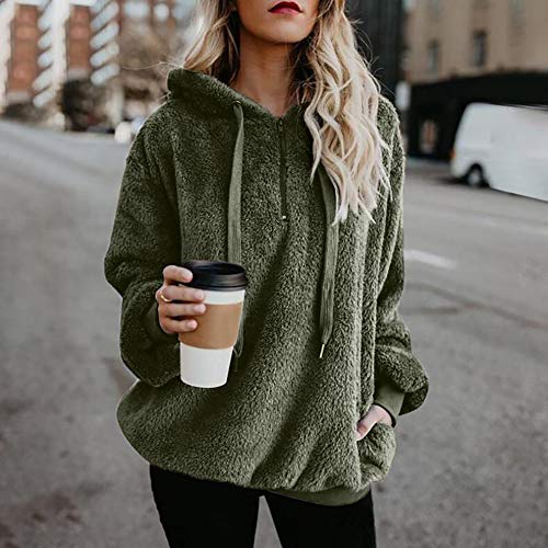 Mujer Sudadera Caliente y Esponjoso Tops Chaqueta Suéter Abrigo Jersey Mujer Otoño-Invierno Talla Grande Hoodie Sudadera con Capucha riou