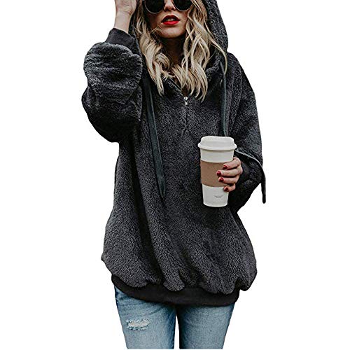 Mujer Sudadera Caliente y Esponjoso Tops Chaqueta Suéter Abrigo Jersey Mujer Otoño-Invierno Talla Grande Hoodie Sudadera con Capucha riou