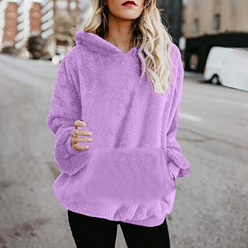 Mujer Sudadera Caliente y Esponjoso Tops Chaqueta Suéter Abrigo Jersey Mujer Otoño-Invierno Talla Grande Hoodie Sudadera con Capucha riou