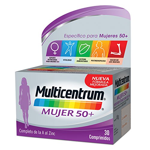 Multicentrum Mujer 50+, Complemento alimenticio con 13 vitaminas y 11 minerales, para mujeres a partir de los 50 años - 30 Comprimidos