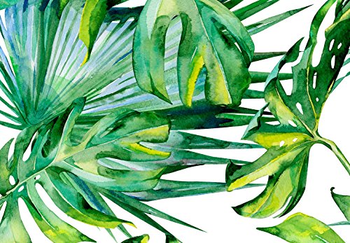 murando Fotomurales Hojas Tropicales Monstera 150x280 cm Papel pintado tejido no tejido Decoración de Pared decorativos Murales moderna de Dise?o Fotográfico Exotico Blanco Verde b-B-0295-am-a