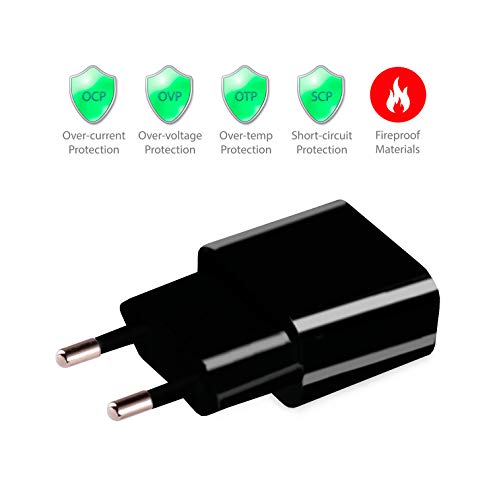 MyGadget 2X Cargador Enchufe USB para Smartphone y Tablet - USB Adaptador 5V / 1A - Charger para Apple iPad, iPhone, Samsung Galaxy, Huawei - Negro