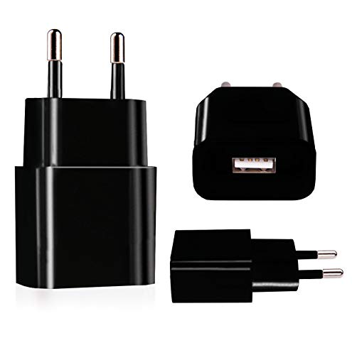 MyGadget 2X Cargador Enchufe USB para Smartphone y Tablet - USB Adaptador 5V / 1A - Charger para Apple iPad, iPhone, Samsung Galaxy, Huawei - Negro