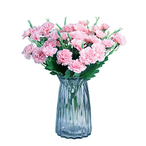 MZMing Flores Artificiales [4 Piezas] Mejor Regalo 10 Flor Artificial de Clavel Flor de Seda Artificial Arbusto de Boda en Casa Decoración de Florero en Tumba - Rosa Claro