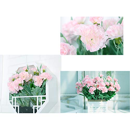 MZMing Flores Artificiales [4 Piezas] Mejor Regalo 10 Flor Artificial de Clavel Flor de Seda Artificial Arbusto de Boda en Casa Decoración de Florero en Tumba - Rosa Claro