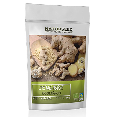 NATURSEED Jengibre en Polvo Ecológico 200gr - Puro, Bio, Organico, Raíz Natural, Molido - Ginger Root Powder - Infusion con Limón, te, Galletas, Pan, Bizcochos - Ebook Gratis