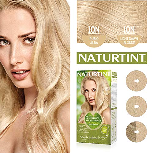 Naturtint Coloración 10N Rubio Alba, 100% Cobertura de canas y Hidratación, Ingredientes Vegetales y Aceites 100% Biobotánicos, Color Natural y Duradero, Sin Amoniaco, Parabenes, Siliconas, Pack de 3.