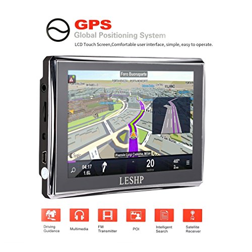 Navegador GPS con Pantalla Táctil Capacitiva 5 Pulgadas Sat Nav Navegación por Satélite para Automóviles con Mapa de Europa y EE.UU. por Vida