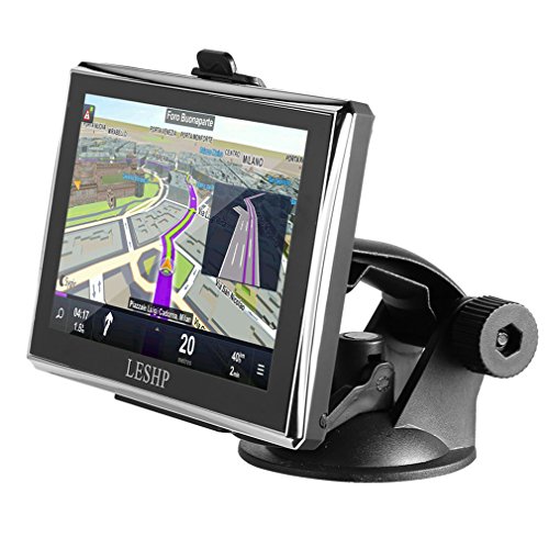 Navegador GPS con Pantalla Táctil Capacitiva 5 Pulgadas Sat Nav Navegación por Satélite para Automóviles con Mapa de Europa y EE.UU. por Vida