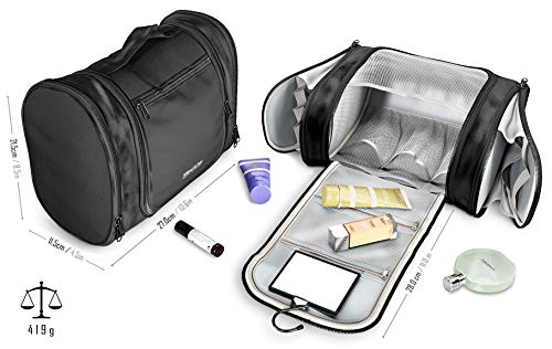 Neceser con suspensión y Espejo + Bolsillos Interiores | Hombres, Mujeres y niños – Bolso de tocador hidrófugo para Viajar | Bolsa de Aseo para Maleta, Accesorios de baño, Equipaje de Mano, Outdoor