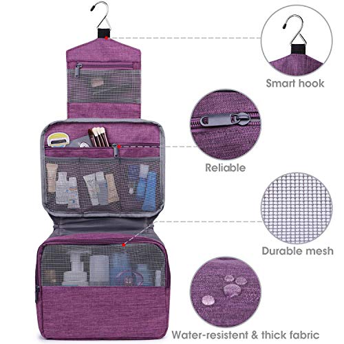 Neceser de viaje para colgar en el baño, organizador de maquillaje y cosméticos, para mujeres y niñas, resistente al agua Morado X Morado Tamaño libre