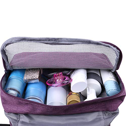 Neceser de viaje para colgar en el baño, organizador de maquillaje y cosméticos, para mujeres y niñas, resistente al agua Morado X Morado Tamaño libre