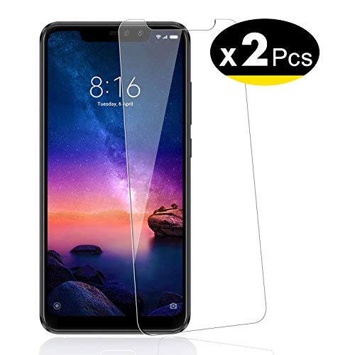 NEW'C 2 Unidades, Protector de Pantalla para Xiaomi Redmi Note 6 Pro, Antiarañazos, Antihuellas, Sin Burbujas, Dureza 9H, 0.33 mm Ultra Transparente, Vidrio Templado Ultra Resistente