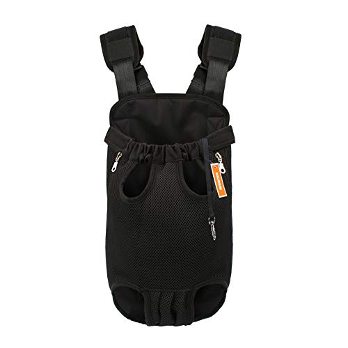 NICREW Mochila del Perro, Bolso para Perros y Gatos, Adjustable Bolsa Delantera Pet Front Cat Dog Carrier Backpack, Viaje Bolsa de Transporte de Mascotas para Viajar/Senderismo/Camping-XL-Negro