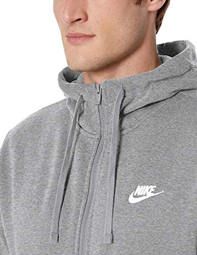 NIKE M NSW Club Hoodie FZ BB Sweatshirt, Hombre, dk Grey Heather/Matte Silver/(White), S